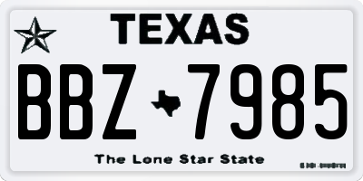 TX license plate BBZ7985