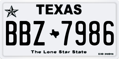 TX license plate BBZ7986