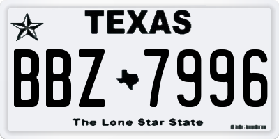 TX license plate BBZ7996