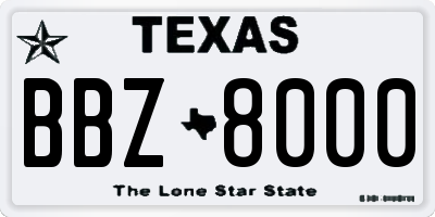 TX license plate BBZ8000
