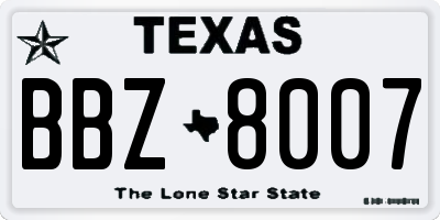 TX license plate BBZ8007