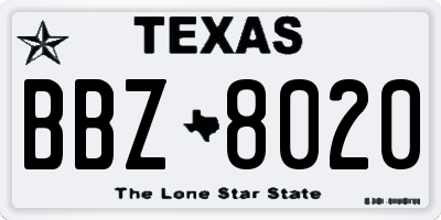 TX license plate BBZ8020