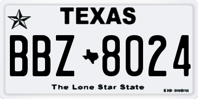 TX license plate BBZ8024