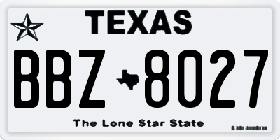 TX license plate BBZ8027