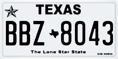 TX license plate BBZ8043