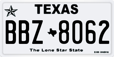 TX license plate BBZ8062