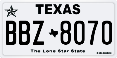 TX license plate BBZ8070