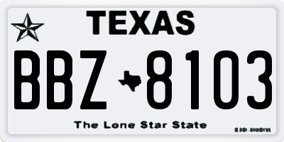 TX license plate BBZ8103