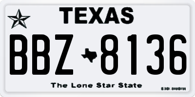 TX license plate BBZ8136