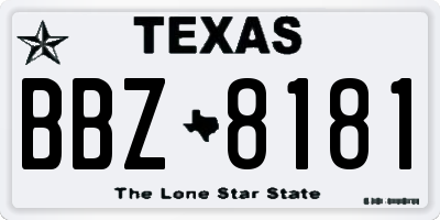 TX license plate BBZ8181