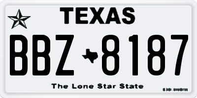 TX license plate BBZ8187