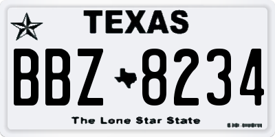 TX license plate BBZ8234