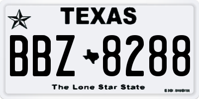 TX license plate BBZ8288