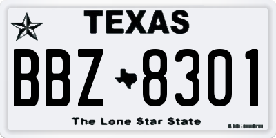 TX license plate BBZ8301