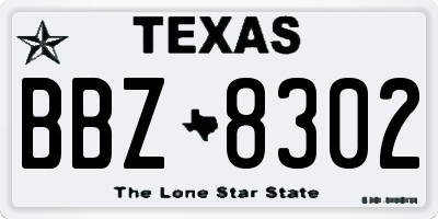 TX license plate BBZ8302