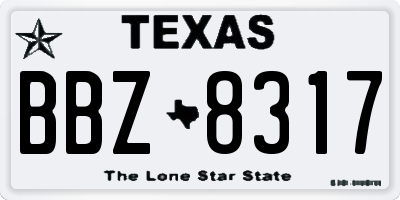 TX license plate BBZ8317