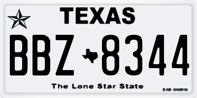 TX license plate BBZ8344