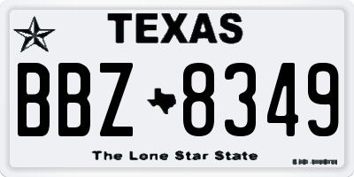 TX license plate BBZ8349