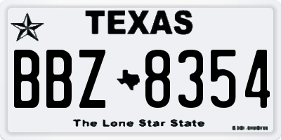 TX license plate BBZ8354