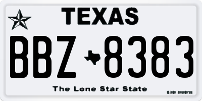 TX license plate BBZ8383