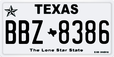 TX license plate BBZ8386