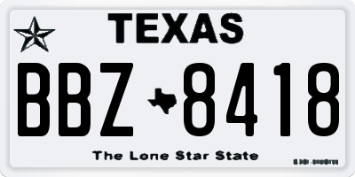 TX license plate BBZ8418