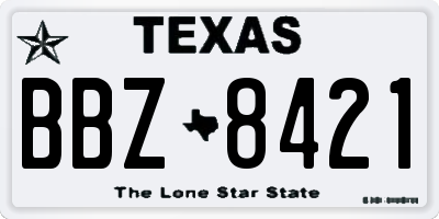 TX license plate BBZ8421