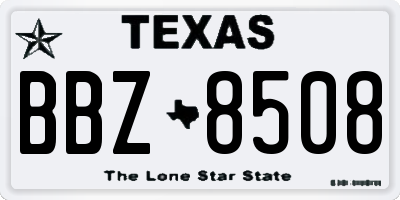 TX license plate BBZ8508