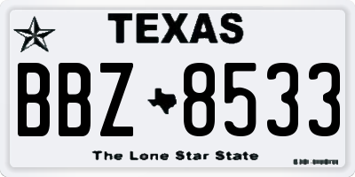 TX license plate BBZ8533