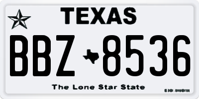 TX license plate BBZ8536