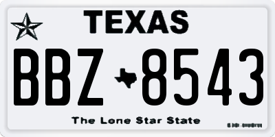 TX license plate BBZ8543