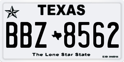 TX license plate BBZ8562