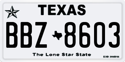 TX license plate BBZ8603