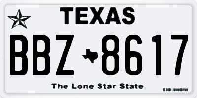 TX license plate BBZ8617