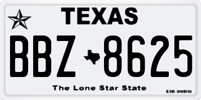 TX license plate BBZ8625