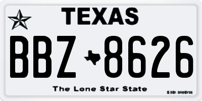 TX license plate BBZ8626