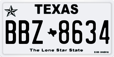 TX license plate BBZ8634