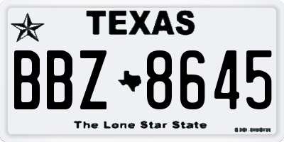TX license plate BBZ8645