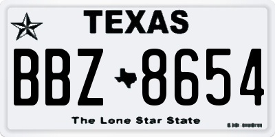 TX license plate BBZ8654