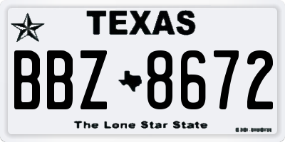 TX license plate BBZ8672