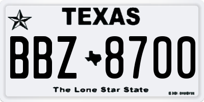 TX license plate BBZ8700