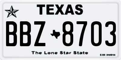 TX license plate BBZ8703