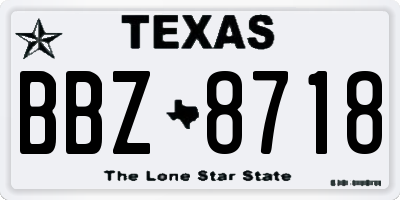 TX license plate BBZ8718