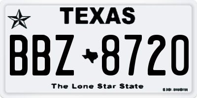 TX license plate BBZ8720