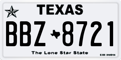 TX license plate BBZ8721