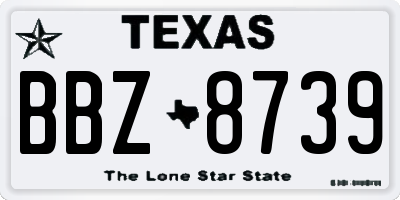 TX license plate BBZ8739