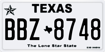 TX license plate BBZ8748
