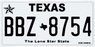 TX license plate BBZ8754