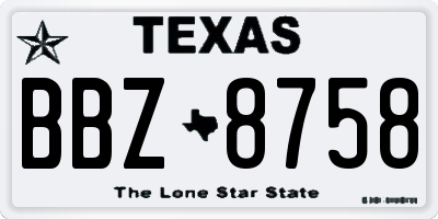 TX license plate BBZ8758