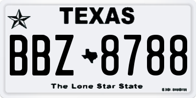 TX license plate BBZ8788